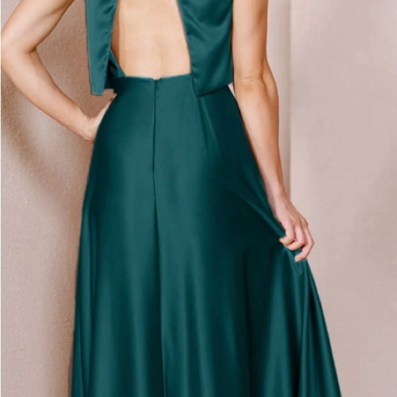 Revelry 6 emerald green Wren Satin maxi Dress - Picture 2 of 5